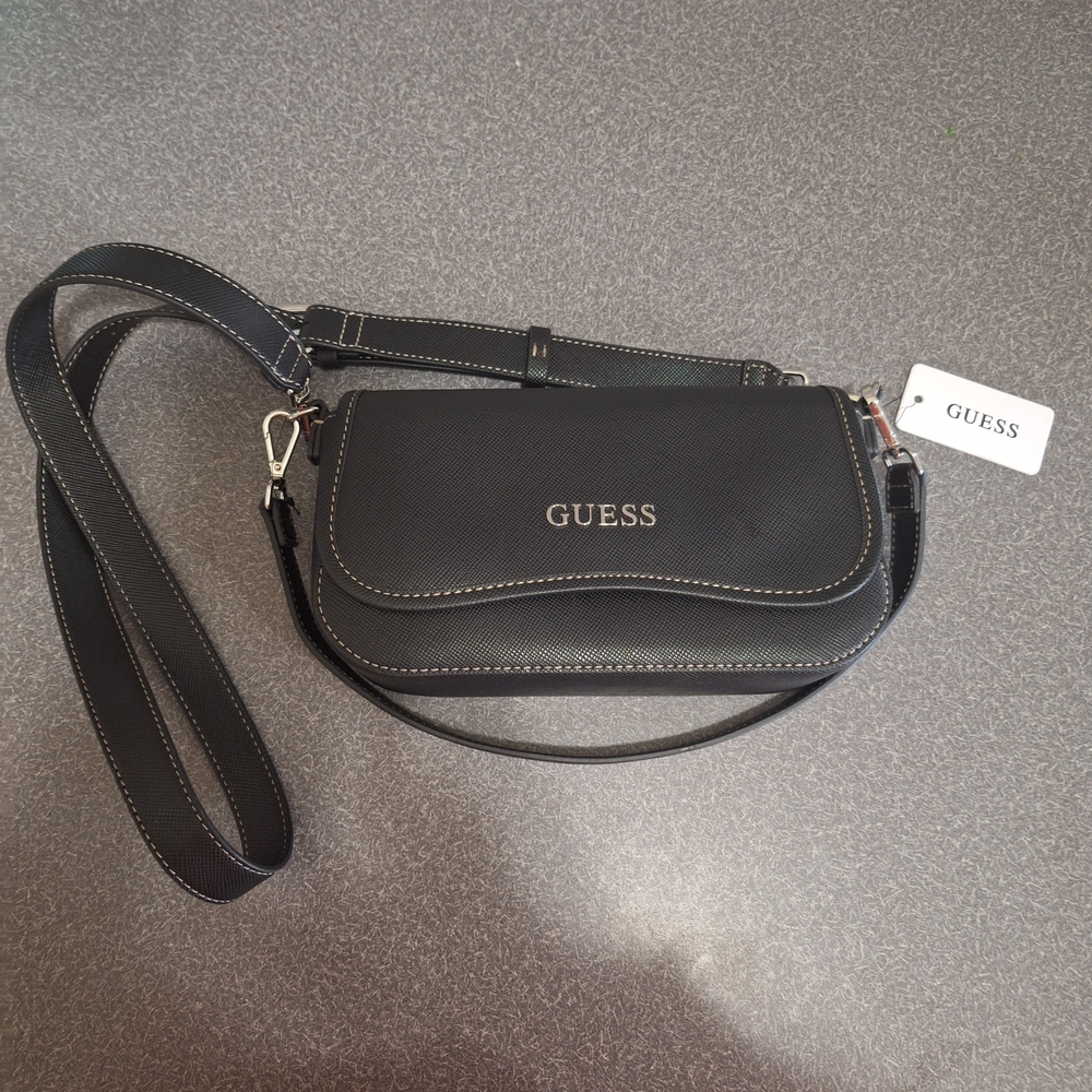 GUESS Black Crossbody Saddle Bag